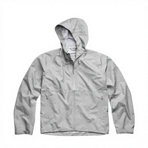 <b>Men's</b> Light Gray Hooded Waterproof Windbreaker <b>Jacket</b> Casual Spring Polyester Zipper Closure Regular <b>Jacket</b> For <b>Men</b> - Product Image 1