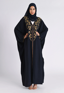 Elegante Abaya Abierta con Bordado Floral, Kaftán Islámico Modesto con Detalles de Ribete, Abaya de Lujo de Dubái para Mujer - Product Image 2