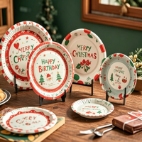 Assiettes en papier métallisé 9 pouces, jetables, fournitures pour dîner, vaisselle de fête argentée