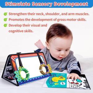 Jouet sensoriel Montessori pour bébé nouveau-né : <span class=keywords><strong>Livre</strong></span> en tissu doux et froissé, tableau mural détachable, jouet miroir doux et sûr pour le temps sur le ventre - Product Image 2