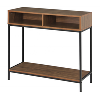Table console contemporaine avec 2 étagères et rangement pour salon, chambre à coucher, hôpital - Bureau en bois de haute qualité