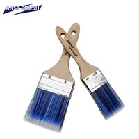 Ensemble de pinceaux plats à poils synthétiques (blanc + bleu) de 1 pouce, pour peinture à base d'eau, manche en bois, bricolage, industriel, professionnel