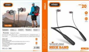 Cuffie wireless Vmex con fascia da collo, ricarica di tipo C, auricolari sportivi impermeabili IPX4, durata della batteria di 20 ore - Product Image 1