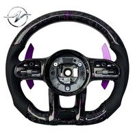 Volante Deportivo de 3 Radios con Pantalla LED, Fibra de Carbono Forjada y Cuero para W223 W205 809P