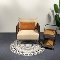 Fauteuil d'appoint en tissu de style nordique avec structure métallique, chaise de détente individuelle avec coussin pour salon et hôtel