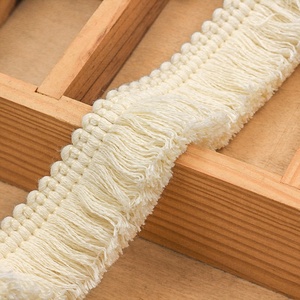 33mm poliestere ispessito Beige con nappine di cotone <span class=keywords><strong>frangia</strong></span> di pizzo per tessuti, tappeti bandiera, tende, tovaglie, indumento - Product Image 4