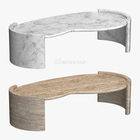 Meuble de salon en pierre de conception simple, table basse en marbre blanc cararra, décoration de veines naturelles, table à thé de luxe