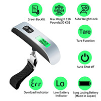 Balance à bagages électronique numérique portable, alimentée par batterie, 50 kg, petite, avec écran LCD rétroéclairé vert, à suspendre à la main