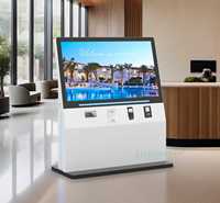 Terminal de paiement personnalisable de 65 pouces avec écran tactile automatique, système Windows, borne de libre-service pour l'enregistrement en aéroport et à l'hôtel