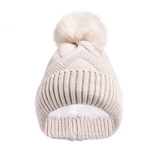 Gorro de Punto ODM con Pompón, Diseño de Logotipo Bordado Personalizado, Gorro de Invierno Cálido con Borde, Gorro de Acrílico Informal con Pompón para Adultos - Product Image 1