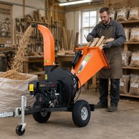 Broyeur de bois à disques à essence NEXAGROT GS150 15HP, capacité 120mm, 11000W, broyeur uniforme, démarrage à clé, décharge à 360 degrés