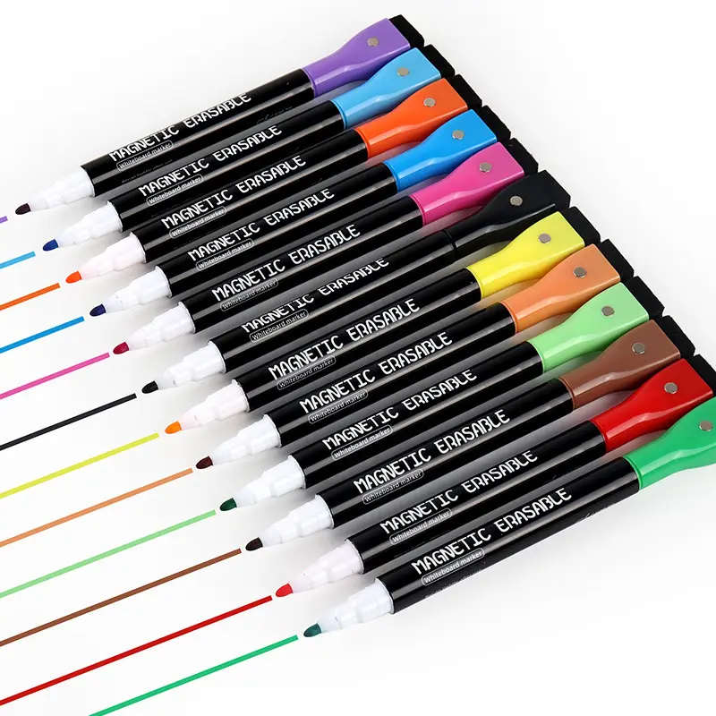 Black plastic holder Magnetic Whiteboard Marker Pen with Felt Eraser and Magnets