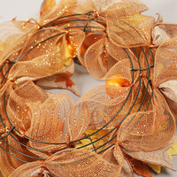Guirlande d'Halloween et de Thanksgiving Hongyu avec petites citrouilles, feuilles d'érable bicolores, décoration d'automne pour la maison, fleurs en soie, taille 40