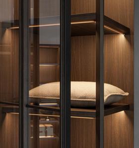 Hiện đại sang trọng đi bộ trong tủ quần áo lớn hệ thống tổ chức nhà tủ quần áo tùy chỉnh đồ nội thất phòng ngủ tường nhỏ giọt kính cửa trượt tủ quần áo - Product Image 5