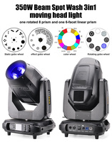 Cabeza móvil híbrida 380W Lyre 17R Spot Wash Beam, Luz de escenario con cabezal móvil 380W, Luz Sharpy Beam