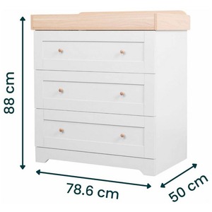 ASTM F2057 / <span class=keywords><strong>EN</strong></span> 12221 детский Пеленальный комод 3 полноразмерных выдвижных двухцветных натурально-белых ящиков - Product Image 4