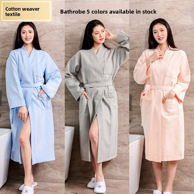 Knit Robe Patterns Wholesale Solid Summer Waffle Cotton Absorbent Bathrobe with Printable ...