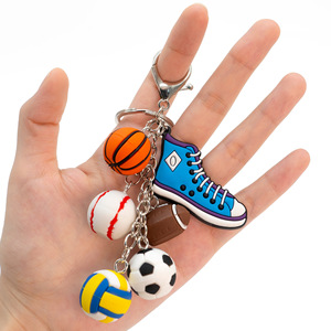 Décorations de Noël et d'Halloween en forme de ballon de sport 3D en PVC souple, porte-clés de dessin animé, pendentif cadeau - Product Image 1