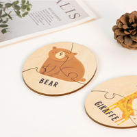 Juguetes educativos sensoriales Montessori cortados con láser, juguetes para bebés y niños pequeños, rompecabezas de animales con impresión UV, rompecabezas de madera para 1-3 niños pequeños