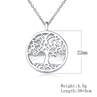 Collier classique en argent sterling 925 plaqué rhodium avec pendentif arbre de vie, chaîne minimaliste, bijoux tendance pour femmes
