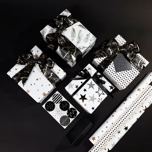 2024 New Christmas Hot Stamping Gift Wrapping Paper 43*300 Cm Birthday Foil Roll Wrap Paper Set