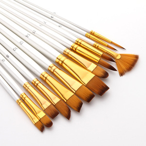 BOMEIJIA Lot de 13 pinceaux en nylon de différentes formes avec manche en bois pour artiste débutant - Product Image 2