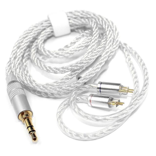 Good Quality Replacement 0.78mm 2pin 3.5mm Plug Stereo Twisted Headphone Cable Upgrade Silver Line Headphones Cables