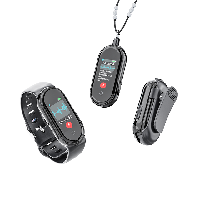 Smart AI Recorder Bracelet 3in1 Voice Recorder WAV 256 Languages Real-Time Text Conversion Meeting Translation