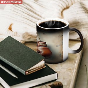 <b>Study</b> <b>Desk</b> Decorative Beverage Mug Frosted Black 11oz Ceramic Heat Sensitive Sublimation Cup - Product Image 3