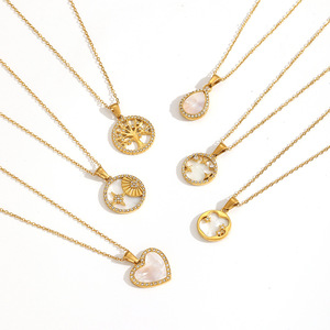 Collana lunga in acciaio inossidabile con zircone per donne di lusso di lusso con ciondolo a forma di conchiglia per anziani per maglioni - Product Image 4