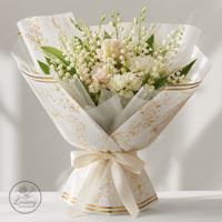 20 feuilles/paquet de papier d'emballage pour fleurs, imperméable, matériaux d'emballage pour bouquets, feuilles d'emballage florales de luxe avec bordure dorée pour fleuristes