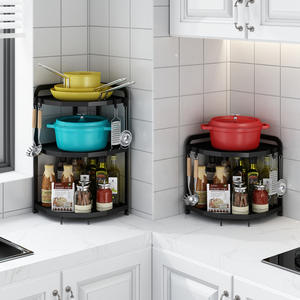Estante de esquina para cocina, de varias capas, de acero negro, para almacenamiento de utensilios de cocina, organizador de condimentos para encimera - Product Image 3