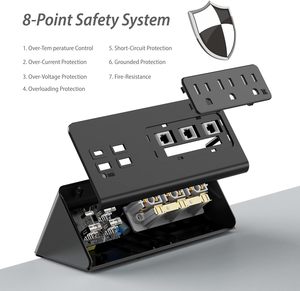Multipresa da Tavolo Standard USA con <span class=keywords><strong>Presa</strong></span> <span class=keywords><strong>Americana</strong></span>, <span class=keywords><strong>Presa</strong></span> da Ufficio con Porta USB per Ricarica Rapida - Product Image 4