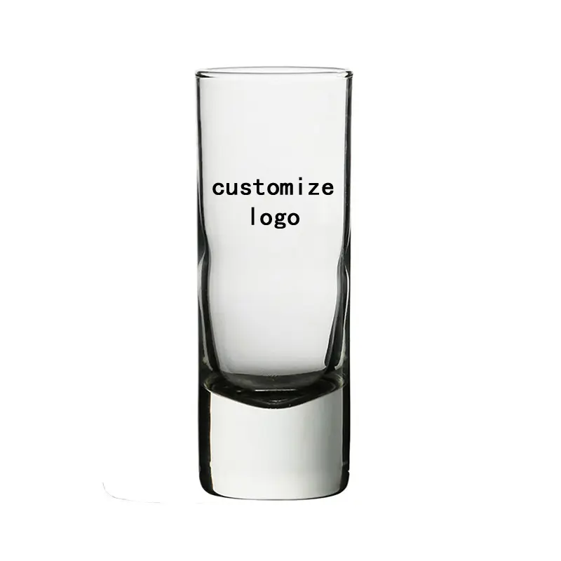Custom Logo Text Whiskey Bullet Cup Eco-Glass Tumbler Thick Bottom 2 oz Bar Bartender White Wine Tequila Mug Wine Glass Set
