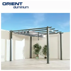 Moderne Aluminium Intrekbare Achtertuin Patio Luifel Automatische Gemotoriseerde Lamellen Buiten Pergola Met Wandkap