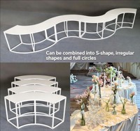 Table de présentation en métal courbé multi-combinaisons, en forme de S, ronde, à disposition irrégulière, pour buffet de desserts de mariage, idéale pour la location.