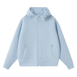 Sudadera con capucha y cremallera en el hombro, diseño liso, talla XS, ajuste holgado, chaqueta de otoño, venta al por mayor disponible - Product Image 6