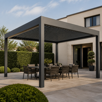 Pergola motorisée Jiake avec toit et gouttière en aluminium imperméables pour cour, patio, jardin, espace de vie, projets personnalisés