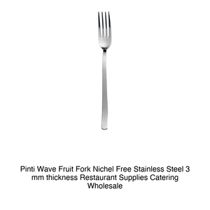 Fourchette à fruits Pinti Wave en acier inoxydable sans nickel, épaisseur 3 mm, fournitures de restauration, vente en gros - Product Image 2