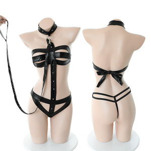 Однотонные эротические женские трусики из ПУ кожи - Product Image 5
