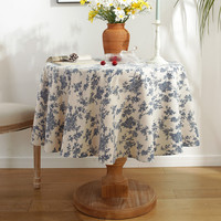 Vente en gros nappe ronde vintage en coton lin imprimé de fleurs florales couverture de table pour cuisine mariage fête maison