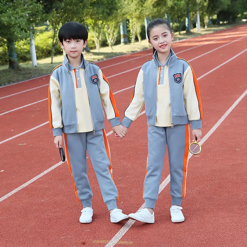 Uniformes personalizados para estudiantes de escuela primaria, uniformes de escuela secundaria para niños y niñas, conjunto de 2 piezas de manga larga, muestra gratis