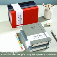 Agenda-planificateur en similicuir anglais-espagnol 2027, design élégant, reliure sans fil, journal de productivité, cadeau transfrontalier