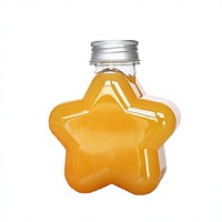 Bouteille vide en PET de qualité alimentaire de 50 ml (1,7 oz) en forme d'étoile créative pour thé, eau minérale, soda, jus, bonbons, avec bouchon