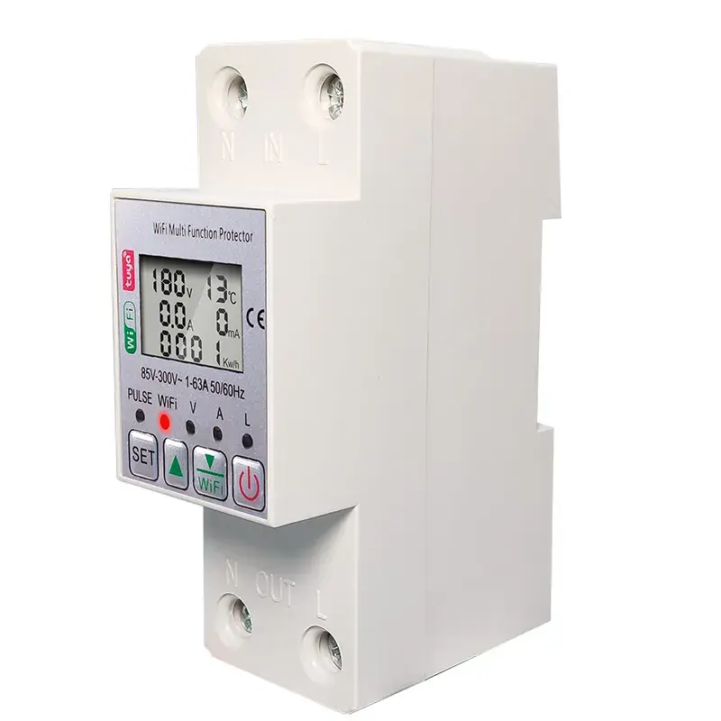 TUYA App WiFi Smart Electric Energy Power kWh Meter con over Under Voltage Protector Relay Device Switch Breaker