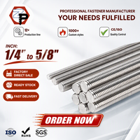 Tige filetée impériale UNC en acier inoxydable naturel SS 304 A2, filetage complet, 1/4 ", 5/16 ", 3/8 ", 7/16 ", 1/2 ", 5/8 " pouces