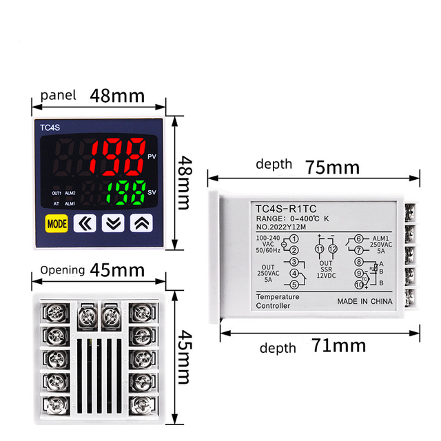 Temperature Control Instrument TC4S OEM Multiple Input Signals Digital Display Intelligent PID Adjustment 1-3 Year Warranty