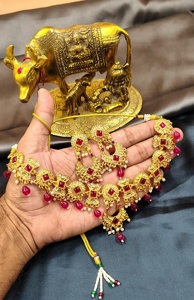 Conjunto de collar chapado en oro de diseñador con piedras de pota, perfecto para bodas, fiestas y celebraciones, producto hecho a mano a granel - Product Image 2