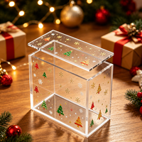 Boîte de présentation acrylique moderne personnalisée pour Noël, 8 mm, transparente et polie, avec couvercle magnétique robuste pour la vente au détail