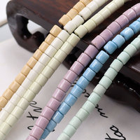 Perles en pierre d'oxyde d'anion de couleur macaron arc-en-ciel pastel 4x4mm, en forme de tube, perles en vrac pour la fabrication de bijoux, perles de bijoux en colonne